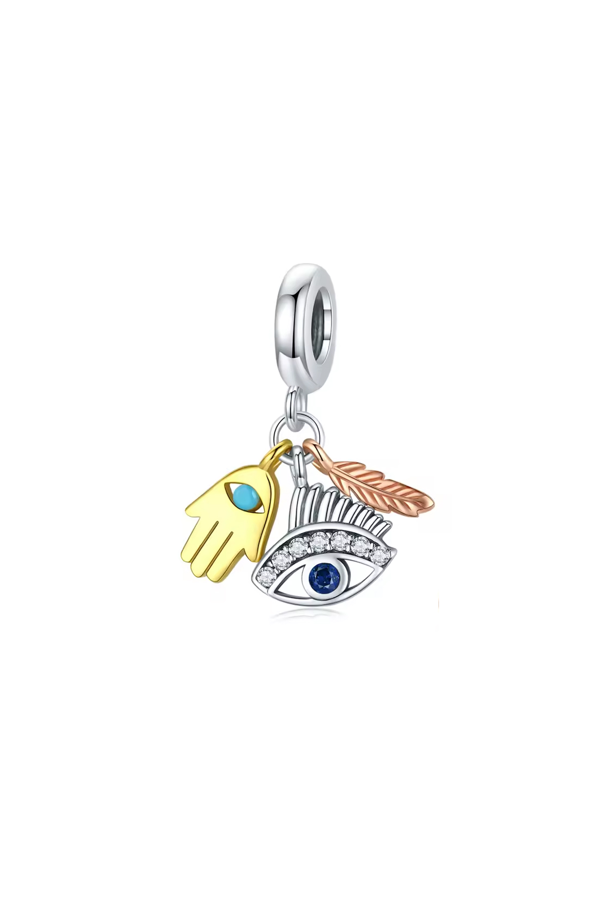 Fubena Üçlü Tüy Motifli Sallantılı Charm