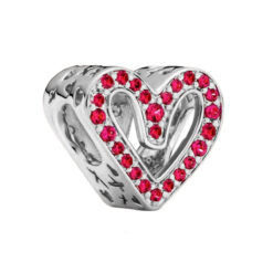 Taşlı Kırmızı Kalp Charm