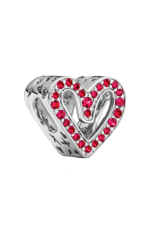 Taşlı Kırmızı Kalp Charm