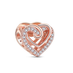 Rose İç İçe Kalp Charm