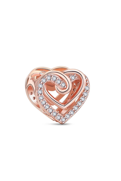 Rose İç İçe Kalp Charm