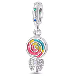 Renkli Şeker Sallantılı Gümüş Charm