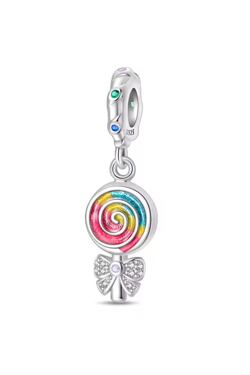 Renkli Şeker Sallantılı Gümüş Charm