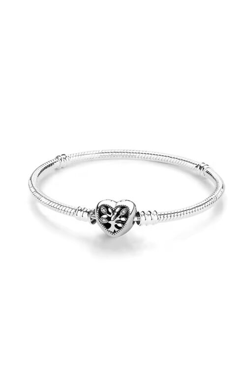 Hayat Ağacı Klipsli Charm Taşıyıcı Gümüş Bileklik