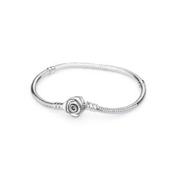 Gül Klips Charm Taşıyıcı Gümüş Bileklik