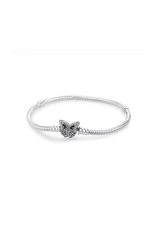 Kelebek Klipsli Charm Taşıyıcı Gümüş Bileklik