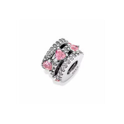 Pembe Işıltı Halka Gümüş Charm