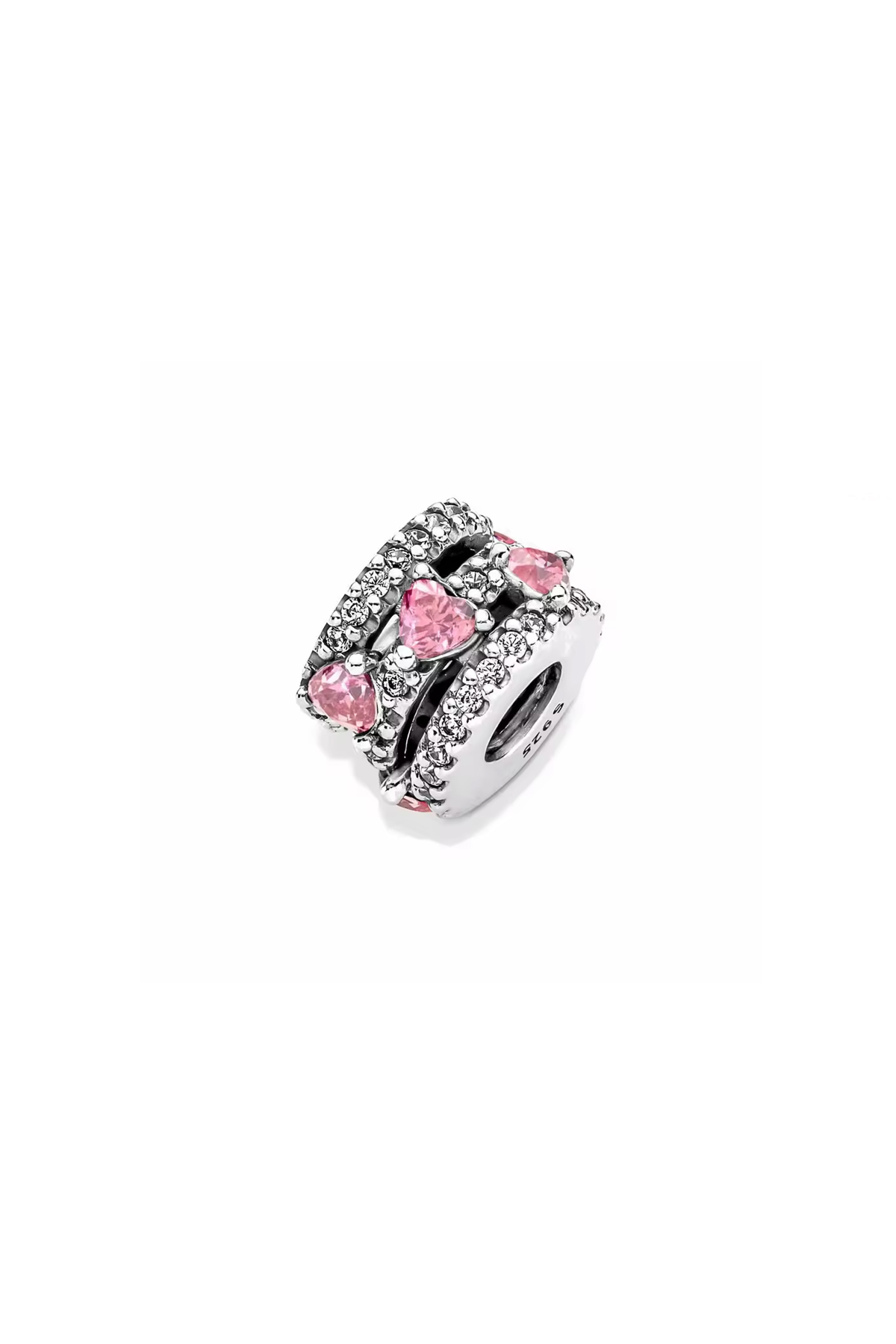 Pembe Işıltı Halka Gümüş Charm