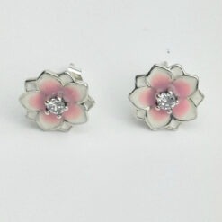 Taşlı İki Renk Menekşe Gümüş Çift Küpe