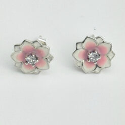 Taşlı İki Renk Menekşe Gümüş Çift Küpe