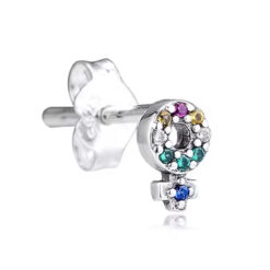 Taşlı Cinsiyet Sembolü Gümüş Küpe