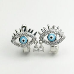 Kirpikli Göz Gümüş Çift Küpe