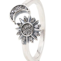 Ayarlanabilir Güneş Ve Ay Gümüş Yüzük (7-8 BEDEN)