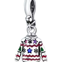 Yılbaşı Desenli Kazak Sallantılı Gümüş Charm