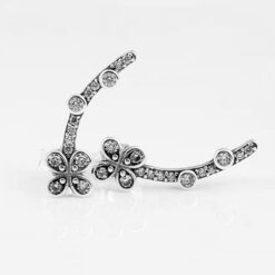 Taşlı Çiçek Gümüş Küpe