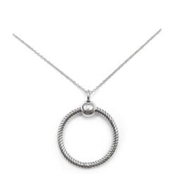Moments Yuvarlak Halka Charm Taşıyıcı Gümüş Zincirli Kolye