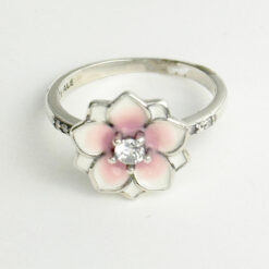 Taşlı İki Renk Menekşe Gümüş Yüzük