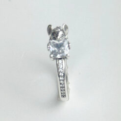 Beyaz Taş Tutan Stitch Gümüş Yüzük 7 Cm